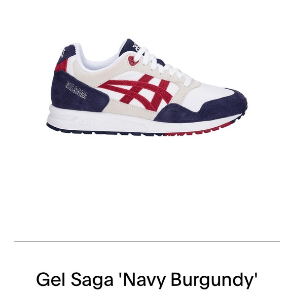 Mens Asics Gel Saga Navy Burgundy Size 